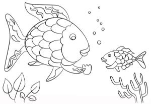 Balık boyama sayfası,  coloring page, Gökkuşağı Balığı Ve Küçük Balık, 