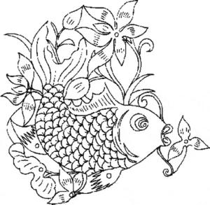 Balık boyama sayfası,  coloring page, Çiçek Japon Balığı, 