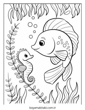 Balık boyama sayfası – sanatsal çalışma, çocuklar için