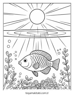 Balık boyama sayfası – keyifli zaman, renkli çizimler