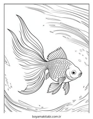 Balık boyama sayfası – renkli çizimler, okul öncesi