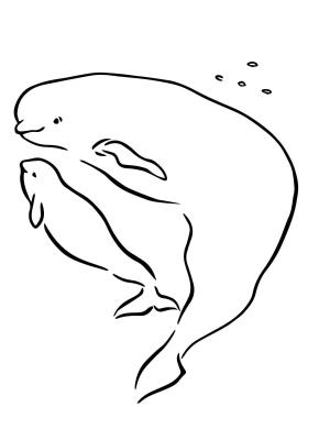 Balina boyama sayfası, Whales coloring page, , whales baby beluga with mother 