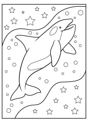 Balina boyama sayfası, Whales coloring page, Yıldızlarla Komik Balina, 