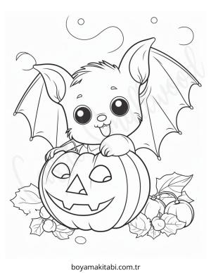 Balkabağı boyama sayfası – sevimli karakter, sanatsal çalışma