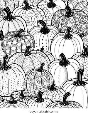 Balkabağı boyama sayfası – renkli çizimler, okul öncesi