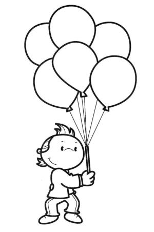 Balon boyama sayfası,  coloring page, Çocuk ve balonlar, 