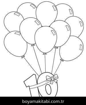 Balonlar boyama sayfası – eğlenceli etkinlik, el becerilerini geliştirir
