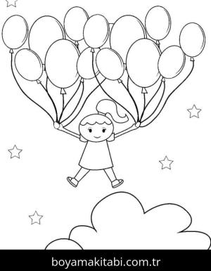 Balonlar boyama sayfası – kolay boyama, eğitici aktivite