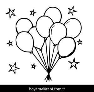 Balonlar boyama sayfası – keyifli zaman, renkli çizimler