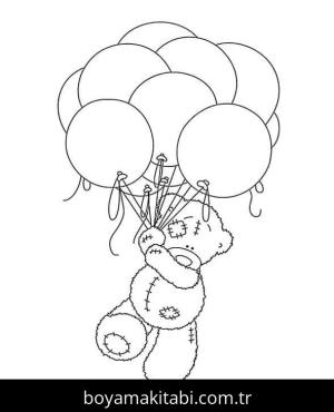 Balonlar boyama sayfası – sevimli karakter, sanatsal çalışma