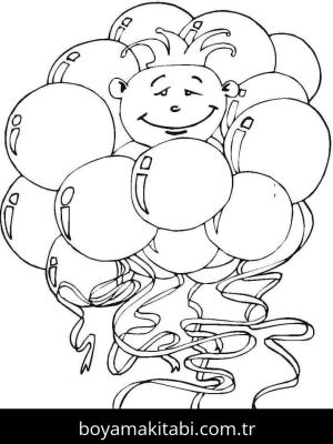 Balonlar boyama sayfası – çizgi film temalı, basit çizim