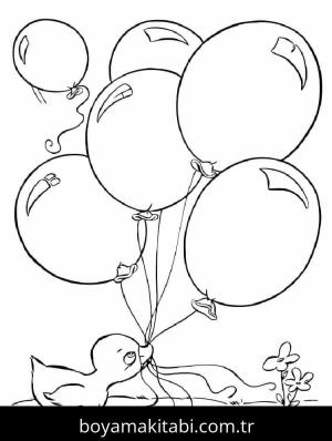 Balonlar boyama sayfası – eğlenceli etkinlik, el becerilerini geliştirir