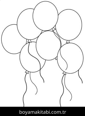 Balonlar boyama sayfası – çocuklar için, çizgi film temalı