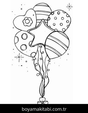 Balonlar boyama sayfası – çocuk aktivitesi, PDF indir