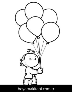 Balonlar boyama sayfası – kolay boyama, eğitici aktivite