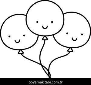 Balonlar boyama sayfası – PDF indir, sevimli karakter