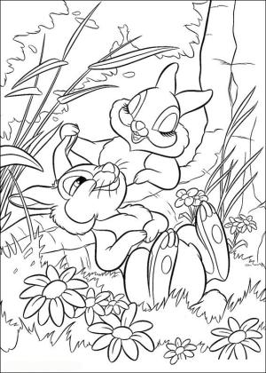 Bambi boyama sayfası,  coloring page, Thumper Ve Bayan Tavşan, 