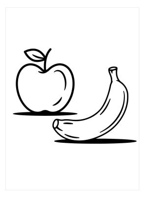 Muz boyama sayfası,  coloring page, Banana e Maçã, 