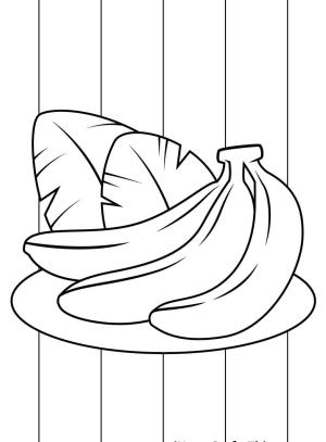 Muz boyama sayfası,  coloring page, Muz ve Yaprak Tabağı, 