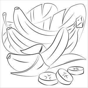 Muz boyama sayfası,  coloring page, Yapraklı Muz, 