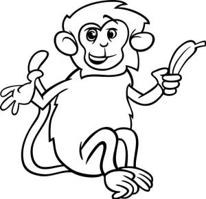 Muz boyama sayfası,  coloring page, Macaco Segurando Banana, 