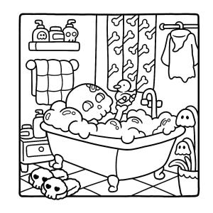 Banyo boyama sayfası,  coloring page, Resim Banyo çizimi, 