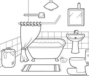 Banyo boyama sayfası,  coloring page, Çizim Banyo ücretsiz kolay, 