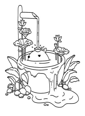 Banyo boyama sayfası,  coloring page, Havuzda Kapibara Banyo Çiz, 