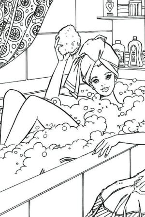 Banyo boyama sayfası,  coloring page, Kız içeride Banyo, 