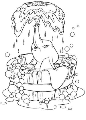 Banyo boyama sayfası,  coloring page, Bebek Fil Banyo, 