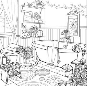 Banyo boyama sayfası,  coloring page, Banyo basitçe çizimi, 