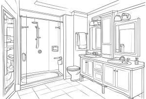 Banyo boyama sayfası,  coloring page, Banyo kolay çiz, 