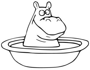 Banyo boyama sayfası,  coloring page, Su aygırı içeride Banyo, 