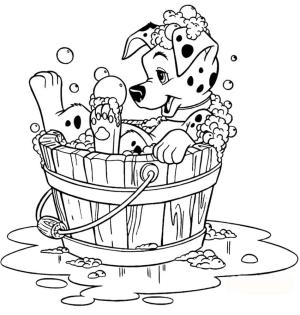 Banyo boyama sayfası,  coloring page, Dalmatian içeride Banyo, 