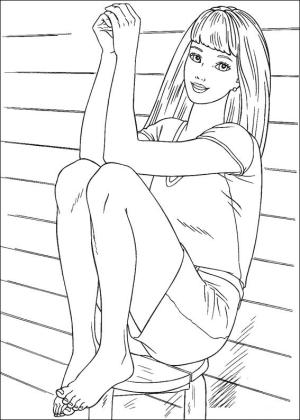 Barbi boyama sayfası,  coloring page, Barbie Oturma, 