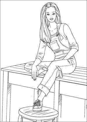 Barbi boyama sayfası,  coloring page, Oturan Barbie Çiz, 