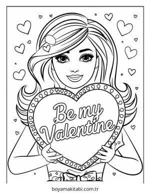 Barbie boyama sayfası – basit çizim, kolay boyama