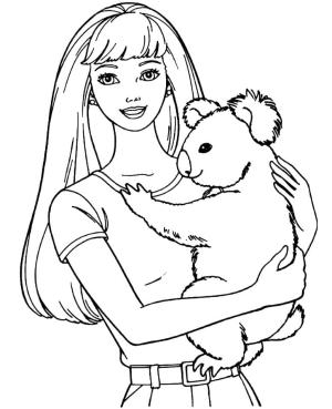 Barbie boyama sayfası, Barbie coloring page, Barbie ve Koala, 