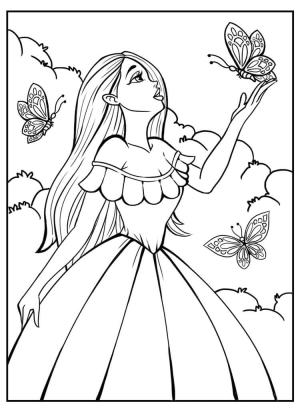 Barbie boyama sayfası, Barbie coloring page, Kelebekler ile Barbie, 