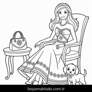 Barbie boyama sayfası – eğlenceli etkinlik, el becerilerini geliştirir