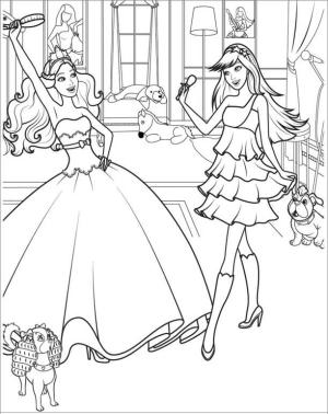 Barbie boyama sayfası, Barbie coloring page, Arkadaşlar ve Hayvanlarla Barbie, 