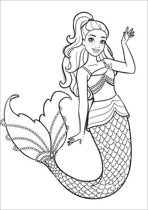 Barbie boyama sayfası, Barbie coloring page, Eğlenceli Deniz Kızı Barbie, 