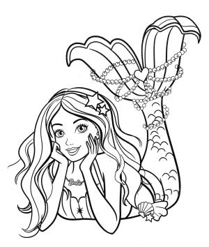 Barbie boyama sayfası, Barbie coloring page, Güzel Deniz Kızı Barbie, 