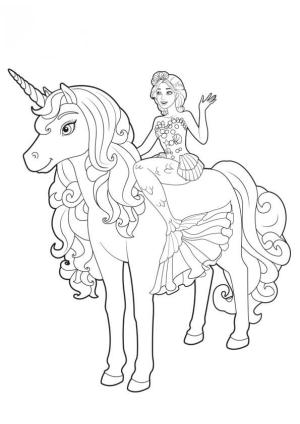 Barbie boyama sayfası, Barbie coloring page, Barbie Sürme tek Boynuzlu At, 