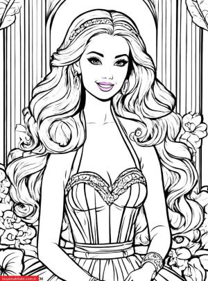 Barbie boyama sayfası, Barbie coloring page, , 