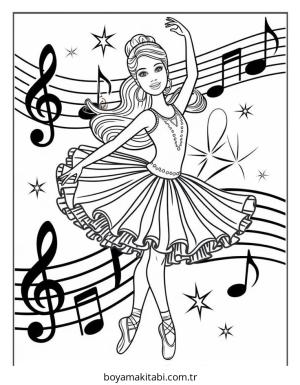 Barbie boyama sayfası – renkli çizimler, okul öncesi