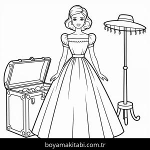 Barbie boyama sayfası – sanatsal çalışma, çocuklar için