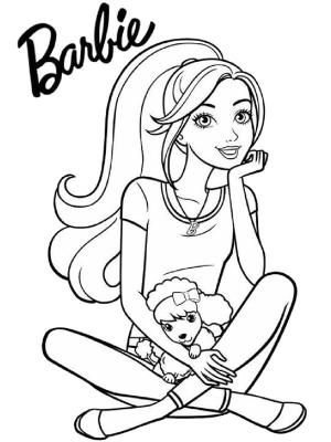 Barbie boyama sayfası, Barbie coloring page, Barbie Köpekli, 