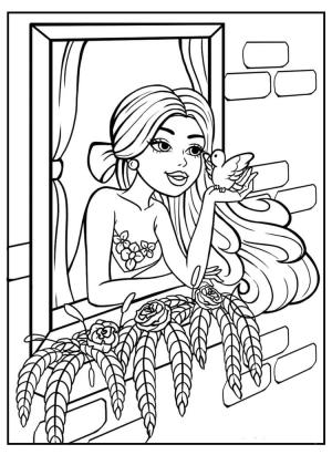 Barbie boyama sayfası, Barbie coloring page, Barbie Pencerenin Dışındadır, 