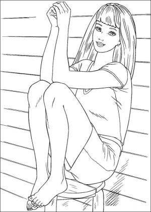 Barbie boyama sayfası, Barbie coloring page, Barbie Sandalyede Oturuyor, 